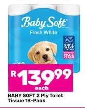 Baby Soft 2 Ply Toilet Tissue 18 Pack