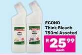ECONO Thick Bleach 750ml Assorted