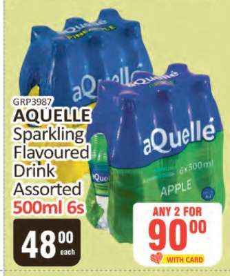 AQUELLE Sparkling Flavoured Drink Assorted 500ml 6s