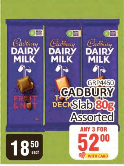 CADBURY Slab 80g Assorted