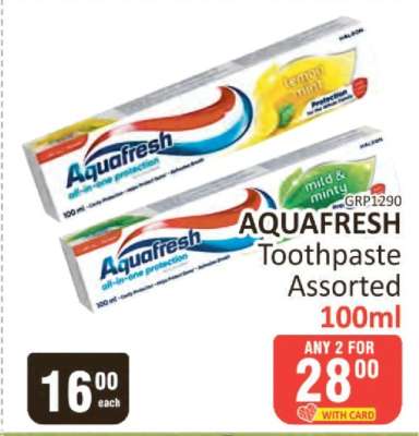 Aquafresh Toothpaste Assorted 100ml
