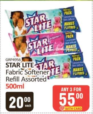 STAR LITE Fabric Softener Refill Assorted 500ml