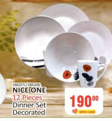 NICE ONE 12 Pieces Dinner Set Decorated