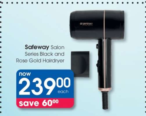 Safeway Salon Series Black and Rose Gold Hairdryer