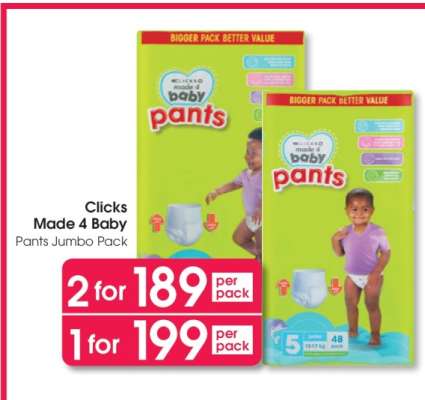Clicks Made 4 Baby Pants Jumbo Pack