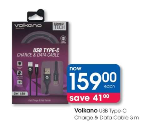 Volkano USB Type-C Charge & Data Cable 3 m