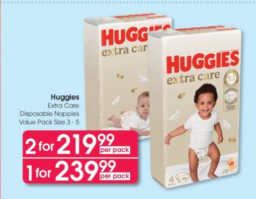 Huggies Extra Care Disposable Nappies Value Pack Size 3 - 5