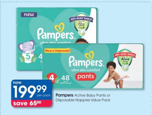 Pampers Active Baby Pants or Disposable Nappies Value Pack