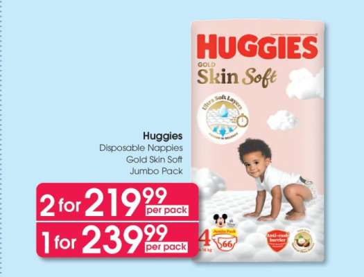 Huggies Disposable Nappies Gold Skin Soft Jumbo Pack