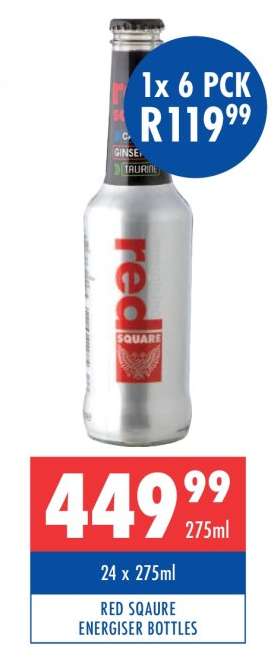 RED SQUARE ENERGISER BOTTLES