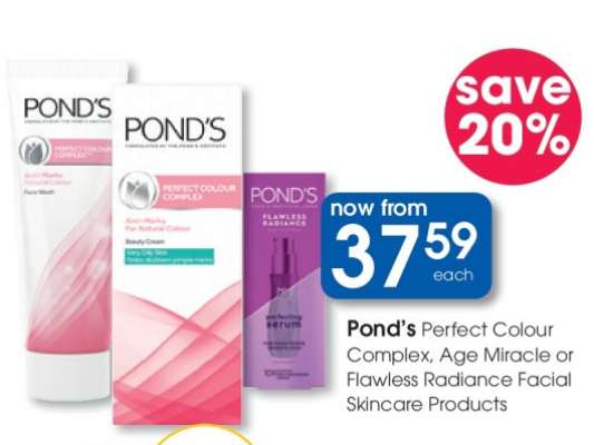 Pond’s Perfect Colour Complex, Age Miracle or Flawless Radiance Facial Skincare Products