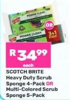 SCOTCH BRITE Heavy Duty Scrub Sponge 4-Pack OR Multi-Colored Scrub Sponge 5-Pack