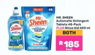 MR. SHEEN Automatic Detergent Tablets 48-Pack PLUS Rinse Aid 400 ml