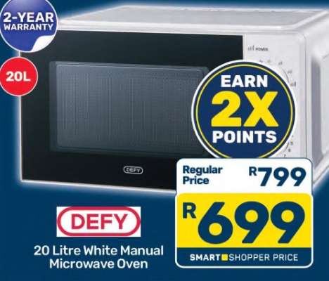 20 Litre White Manual Microwave Oven