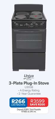 Univa 3-Plate Plug-In Stove