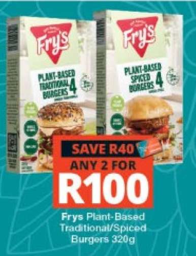 Fry's Plant-Based Traditional/Spiced Burgers 320g