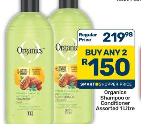 Organics Shampoo or Conditioner Assorted 1 Litre