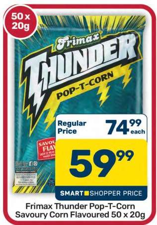 Frimax Thunder Pop-T-Corn Savoury Corn Flavoured 50 x 20g