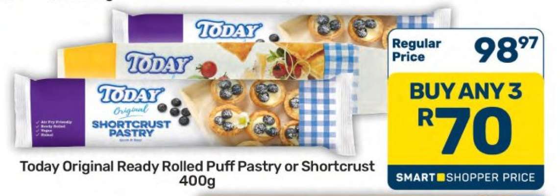 Today Original Ready Rolled Puff Pastry or Shortcrust