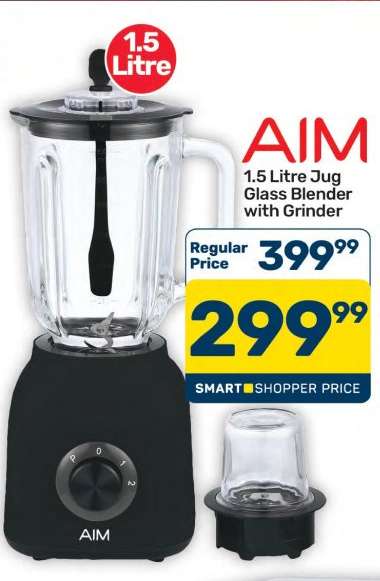 AIM 1.5 Litre Jug Glass Blender with Grinder
