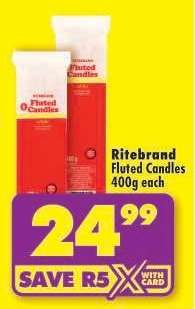 Ritebrand Fluted Candles 400g each