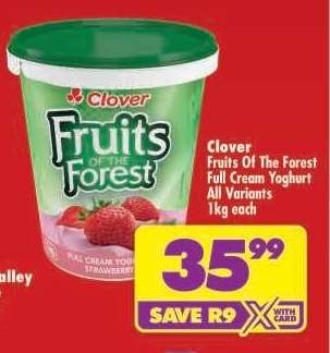 Clover Fruits Of The Forest Full Cream Yoghurt All Variants 1kg each