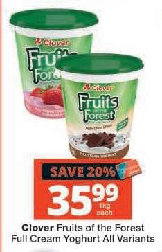 Clover Fruits of the Forest Full Cream Yoghurt All Variants