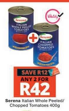 Serena Italian Whole Peeled/Chopped Tomatoes 400g