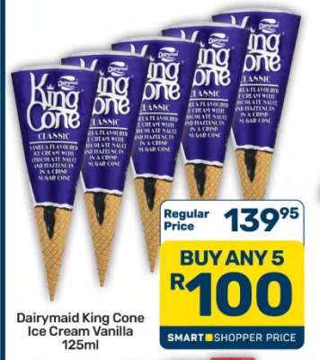 Dairymaid King Cone Ice Cream Vanilla 125ml