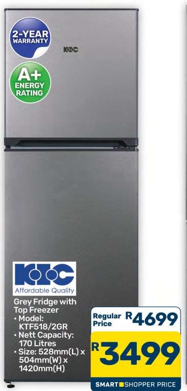 Grey Fridge with Top Freezer