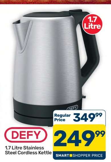 DEFY 1.7 Litre Stainless Steel Cordless Kettle
