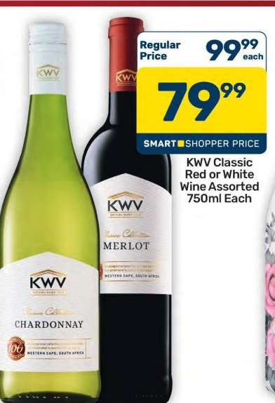 KWV Classic Red or White Wine Assorted 750ml Each