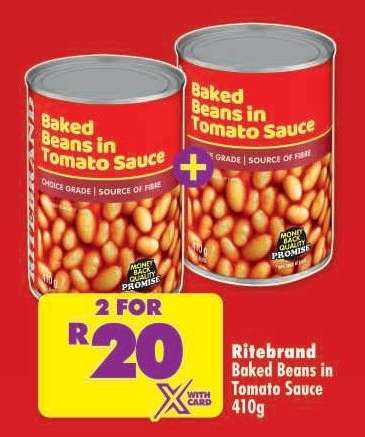 RITEBRAND BAKED BEANS IN TOMATO SAUCE 410g
