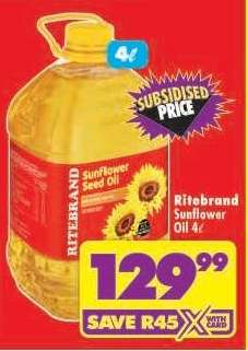 RITEBRAND SUNFLOWER OIL 4ℓ