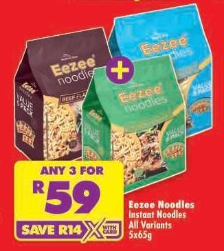 Eezee Noodles Instant Noodles All Variants 5x65g