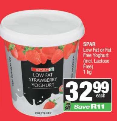 SPAR Low Fat or Fat Free Yoghurt