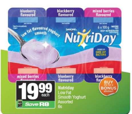 Nutriday Low Fat Smooth Yoghurt Assorted 6s