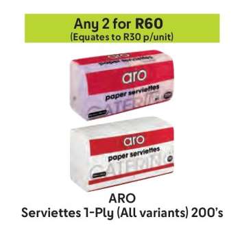 ARO Serviettes 1-Ply (All variants) 200's