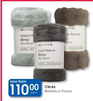 Clicks Blankets or Throws