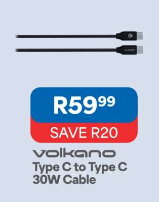 Volkano Type C to Type C 30W Cable