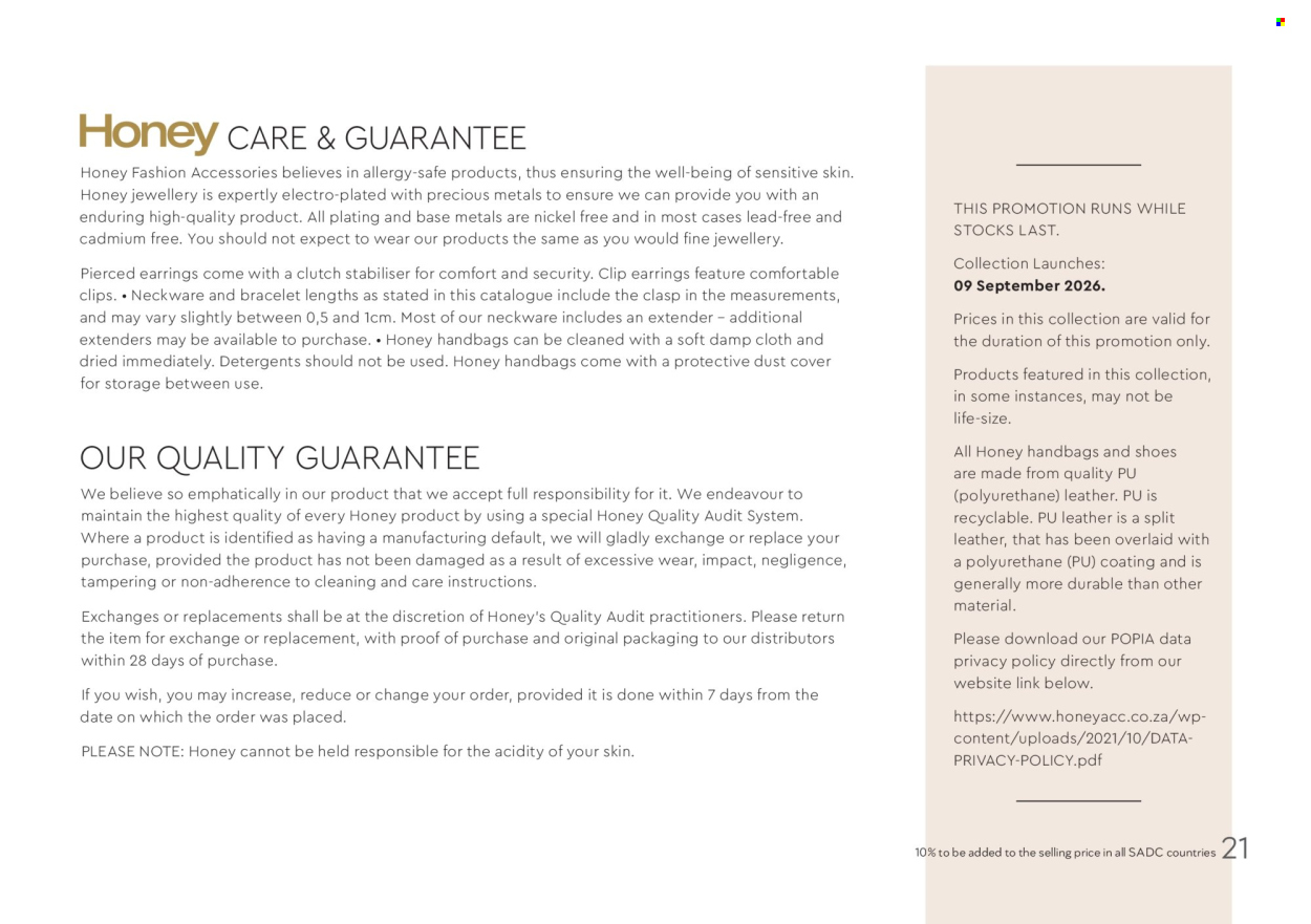 Honey specials. Page 21