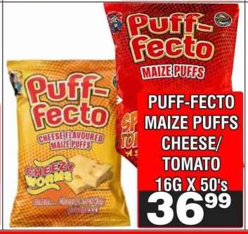PUFF-FECTO MAIZE PUFFS CHEESE/TOMATO 16G X 50'S