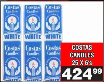 COSTAS CANDLES 25 X 6's