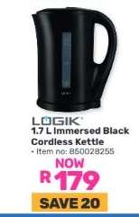 LOGIK 1.7 L Immersed Black Cordless Kettle