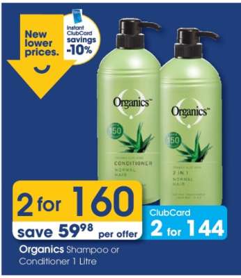 Organics Shampoo or Conditioner 1 Litre