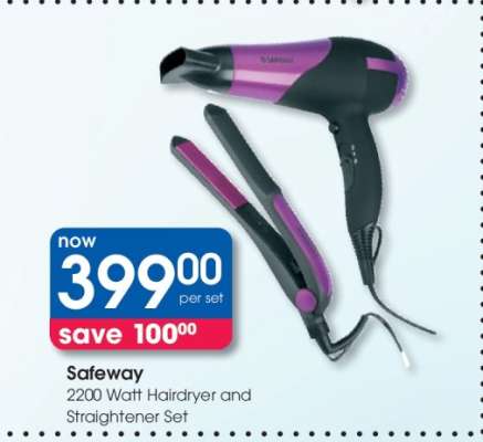 Safeway 2200 Watt Hairdryer and Straightener Set