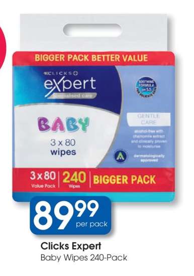 Clicks Expert Baby Wipes 240-Pack