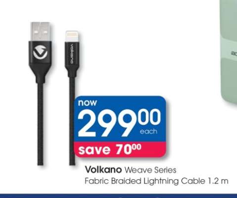 Volkano Weave Series Fabric Braided Lightning Cable 1.2 m