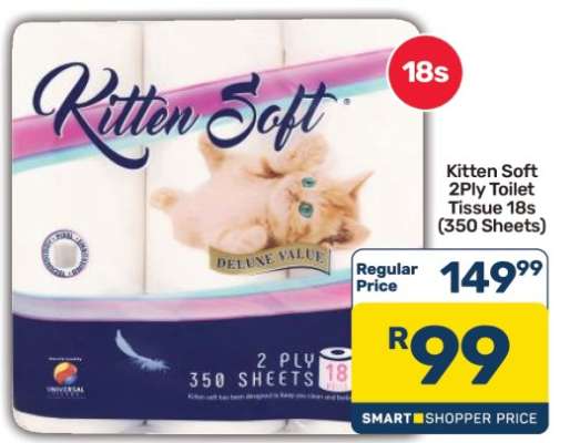 Kitten Soft 2Ply Toilet Tissue 18s (350 Sheets)