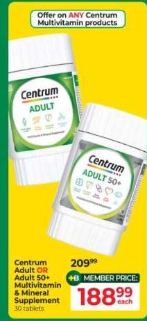 Centrum Adult OR Adult 50+ Multivitamin & Mineral Supplement